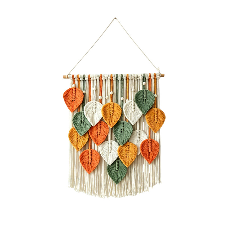 Colorful woven leaf wall hanging for home decor displays
